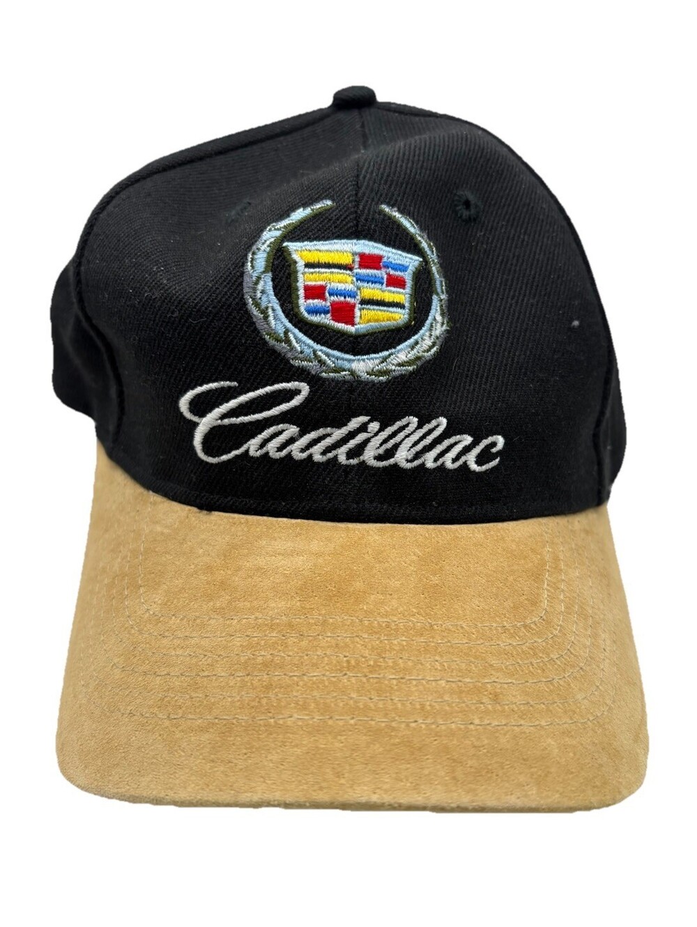 Vintage Cadillac Hat Cap Distressed Discolored Daystone Strapback Emnroidered